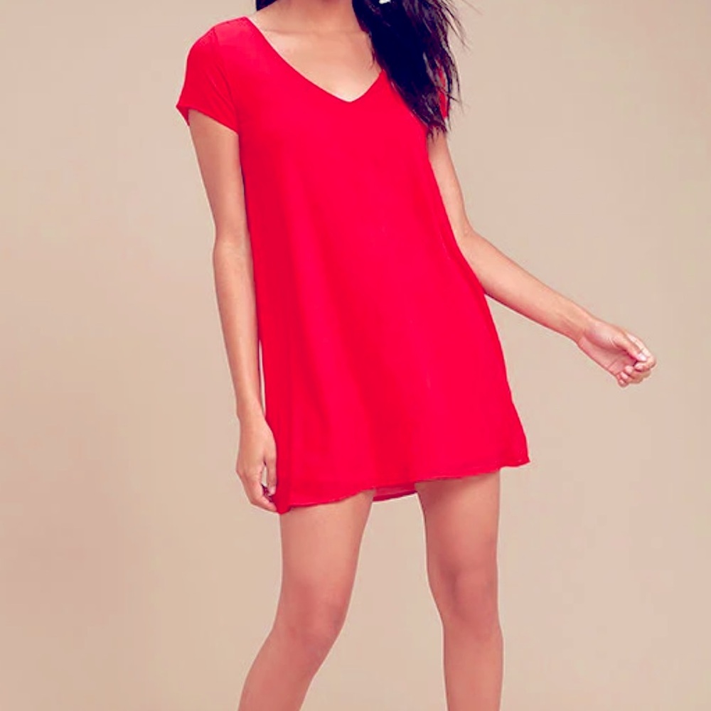 Lulus Freestyle red shift dress size small